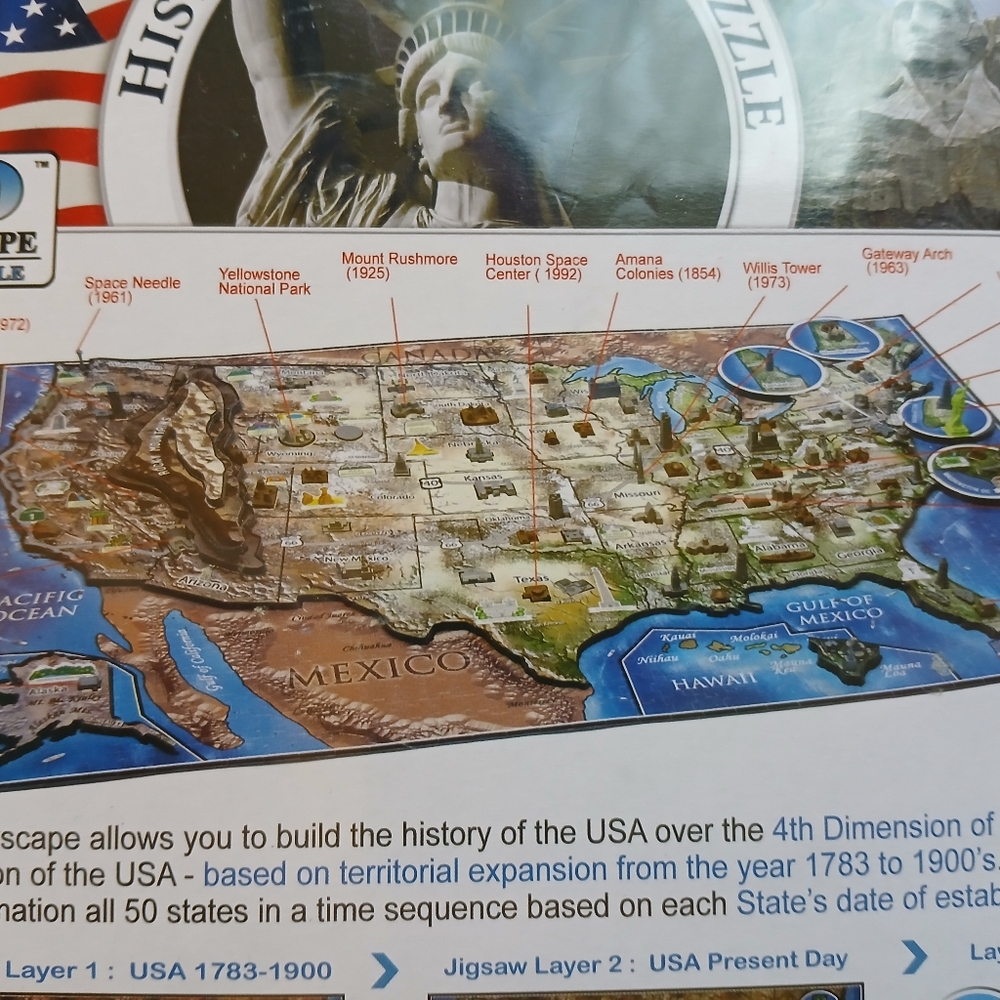 History Over Time Puzzle USA New With Plastic Wrapping - Picture 6 of 7